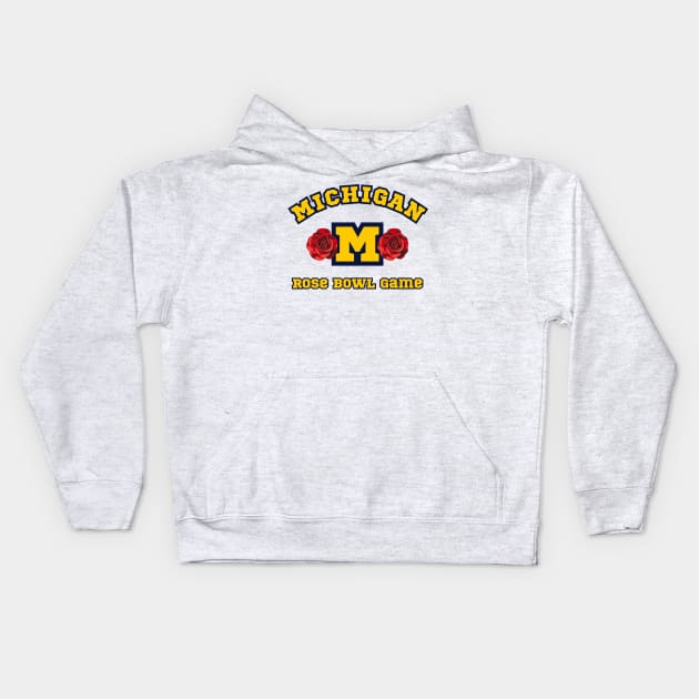 Michigan Rose Bowl Game Kids Hoodie by Rabeldesama